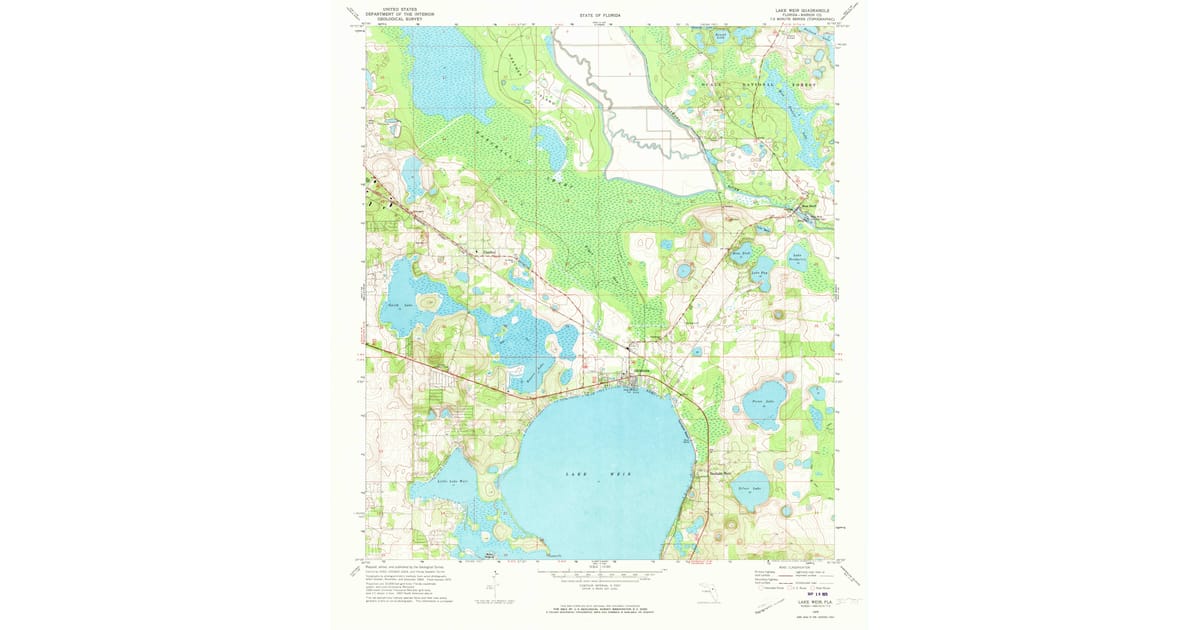 Carte Topographique Originale Vintage Elliott Key Floride 1970 - USGS - Collection Cartes Anciennes