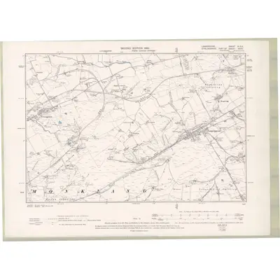 1896 Map of Lanarkshire Sheet III.SE, 1899 Print