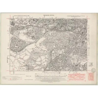 1938 Map of Lanarkshire Sheet V & VI & X & XA, 1949 Print