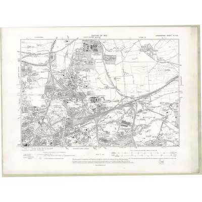 1910 Map of Lanarkshire Sheet VI.NE, 1914 Print