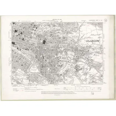 1910 Map of Lanarkshire Sheet VI.SE, 1914 Print