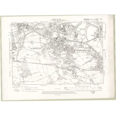 1910 Map of Lanarkshire Sheet X.NE, 1914 Print