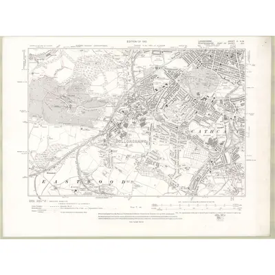 1911 Map of Lanarkshire Sheet X.NW, 1915 Print