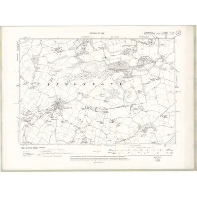 1910 Map of Lanarkshire Sheet X.SE, 1914 Print