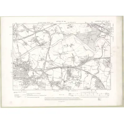 1910 Map of Lanarkshire Sheet XI.NW, 1914 Print