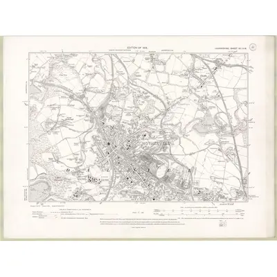 1910 Map of Lanarkshire Sheet XII.SW, 1914 Print