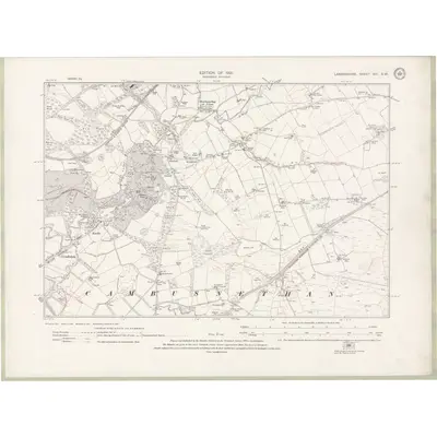 1910 Map of Lanarkshire Sheet XIII.SW, 1921 Print