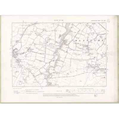 1910 Map of Lanarkshire Sheet XVII.NW, 1914 Print
