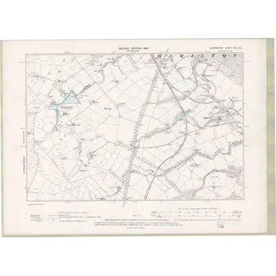 1896 Map of Lanarkshire Sheet XVII.SE, 1898 Print