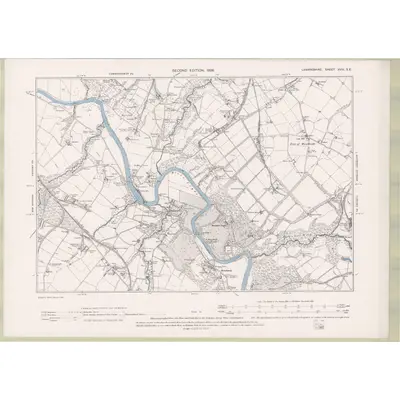 1896 Map of Lanarkshire Sheet XVIII.SE, 1898 Print