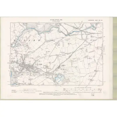 1896 Map of Lanarkshire Sheet XXV.SE, 1898 Print