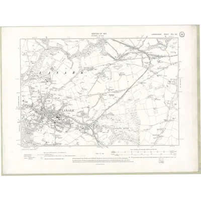 1910 Map of Lanarkshire Sheet XXV.SE, 1913 Print