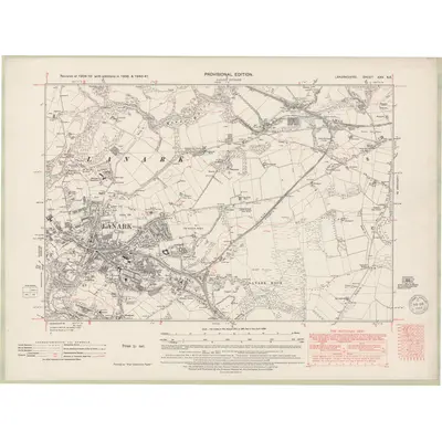 1941 Map of Lanarkshire Sheet XXV.SE, 1949 Print
