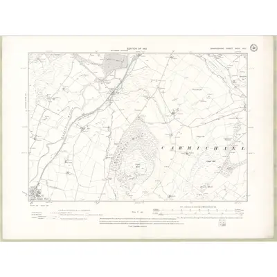 1909 Map of Lanarkshire Sheet XXXII.SE, 1912 Print