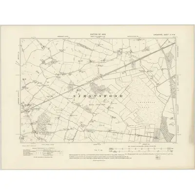 1907 Map of Lancashire C.NW, 1909 Print