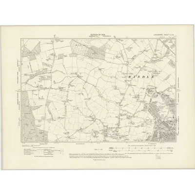 1906 Map of Lancashire C.SE, 1909 Print