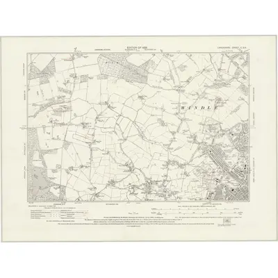1925 Map of Lancashire C.SE, 1928 Print