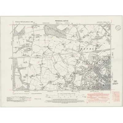 1938 Map of Lancashire C.SE, 1947 Print