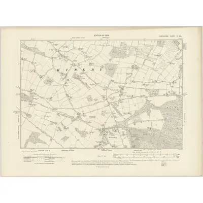 1906 Map of Lancashire C.SW, 1909 Print