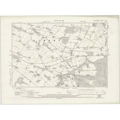 1925 Map of Lancashire C.SW, 1928 Print