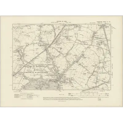 1906 Map of Lancashire CI.NE, 1909 Print