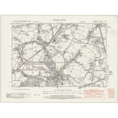 1938 Map of Lancashire CI.NE, 1947 Print