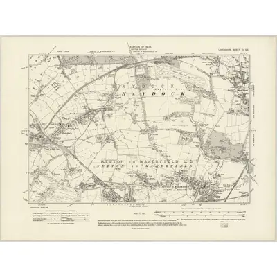 1906 Map of Lancashire CI.SE, 1908 Print