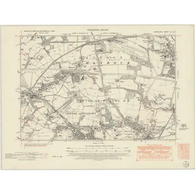 1947 Map of Lancashire CI.SE, 1951 Print
