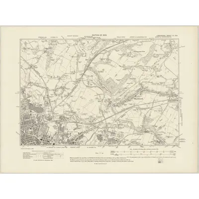1906 Map of Lancashire CI.SW, 1909 Print