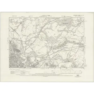 1925 Map of Lancashire CI.SW, 1929 Print