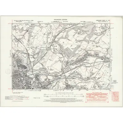1938 Map of Lancashire CI.SW, 1947 Print
