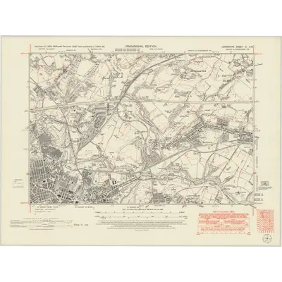 1947 Map of Lancashire CI.SW, 1951 Print