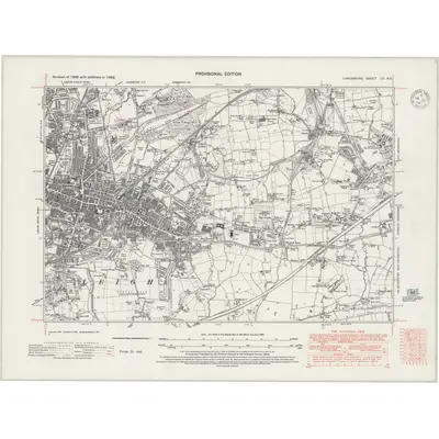 1938 Map of Lancashire CII.NE, 1947 Print