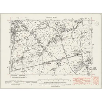 1938 Map of Lancashire CII.SW, 1947 Print