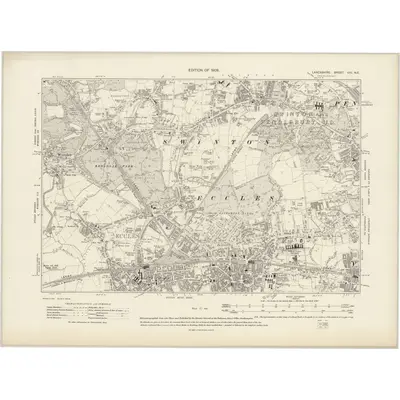 1904 Map of Lancashire CIII.NE, 1909 Print
