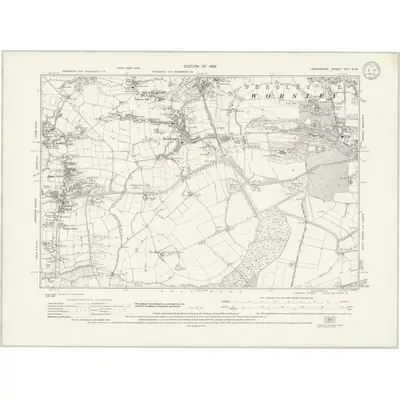 1927 Map of Lancashire CIII.NW, 1933 Print