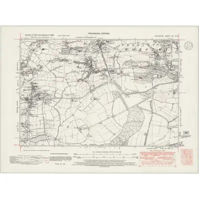 1938 Map of Lancashire CIII.NW, 1947 Print