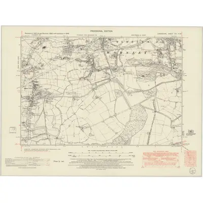 1949 Map of Lancashire CIII.NW, 1951 Print