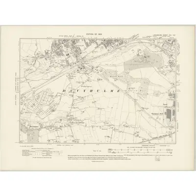 1904 Map of Lancashire CIII.SE, 1909 Print