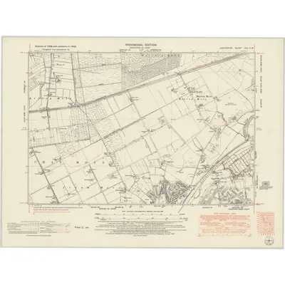 1949 Map of Lancashire CIII.SW, 1951 Print
