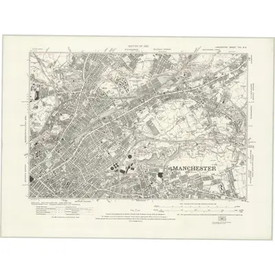 1915 Map of Lancashire CIV.NE, 1923 Print