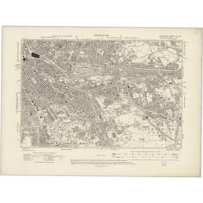 1905 Map of Lancashire CIV.SE, 1909 Print
