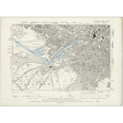 1894 Map of Lancashire CIV.SW, 1896 Print