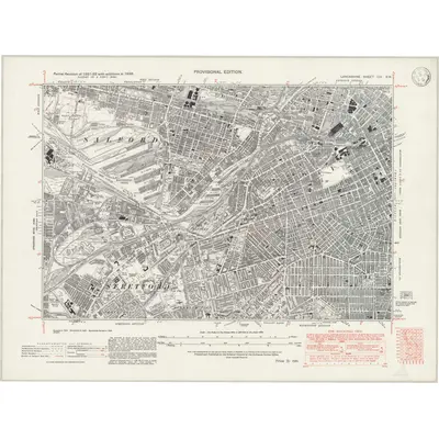 1938 Map of Lancashire CIV.SW, 1946 Print