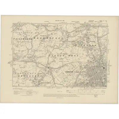 1906 Map of Lancashire CV.NW, 1910 Print