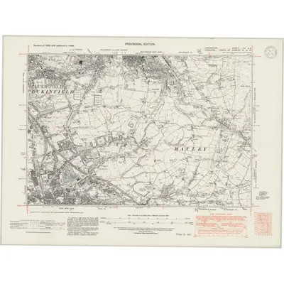 1938 Map of Lancashire CV.SE, 1947 Print