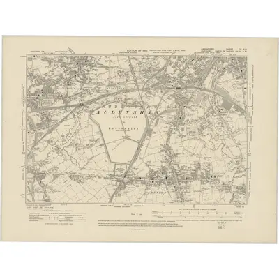 1904 Map of Lancashire CV.SW, 1910 Print