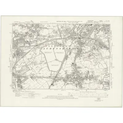1916 Map of Lancashire CV.SW, 1922 Print