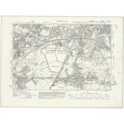 1933 Map of Lancashire CV.SW, 1939 Print