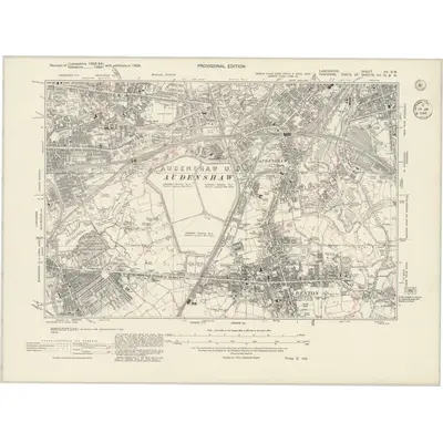 1938 Map of Lancashire CV.SW, 1945 Print
